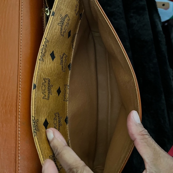 MCM Tan Crossbody Bag with Logo Pattern - Picture 10 of 16